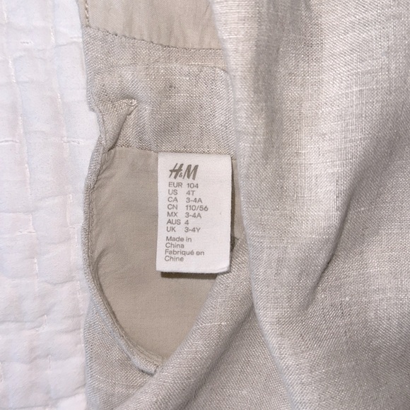 H&M Girl’s Light Beige Linen Dress Size 4T - Picture 5 of 5